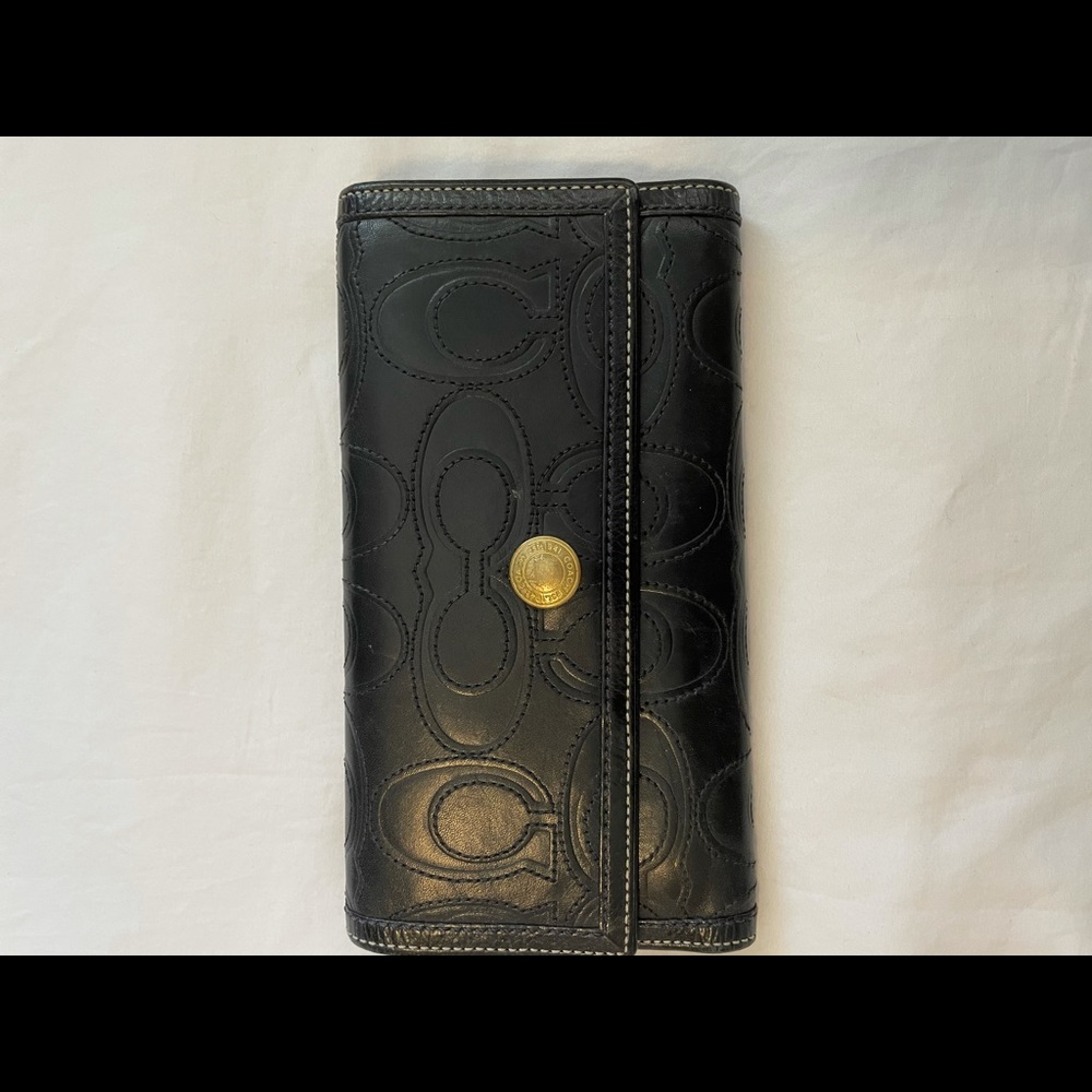 Black coach wallet with checkbook attachment